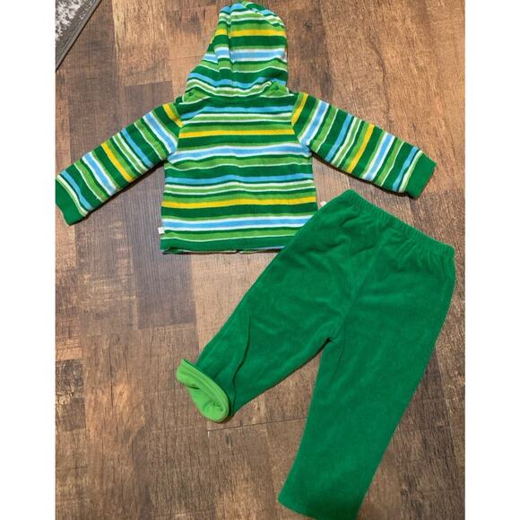 Oshkosh‎ Baby 2 Piece Outfit Green Stripe 18 M XXL Months Zip Up Hoodie & Pants - Picture 6 of 13